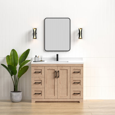 Bridgeport 42" Solid-Wood Vanity with Quartz Countertop- Maple