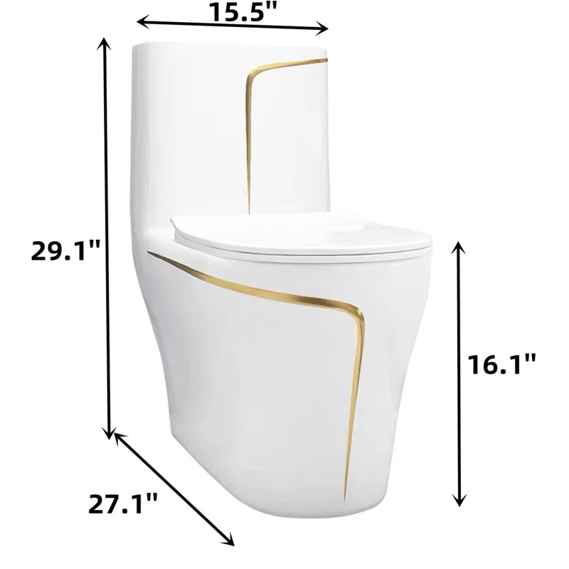 Elegant Design Ceramic Modern One-Piece Floor Mounted Toilet with Soft-Close Seat
