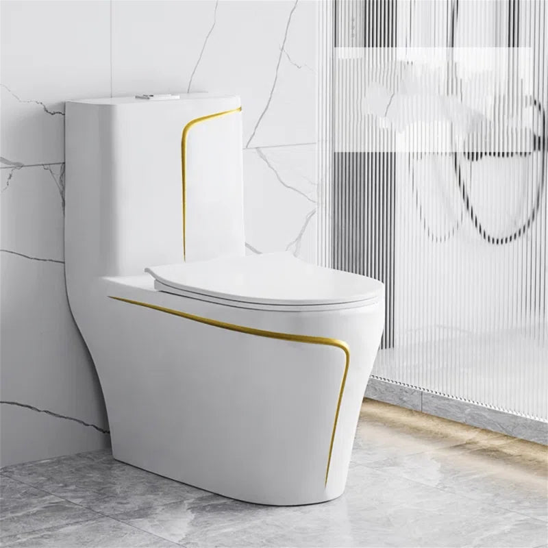 Elegant Design Ceramic Modern One-Piece Floor Mounted Toilet with Soft-Close Seat
