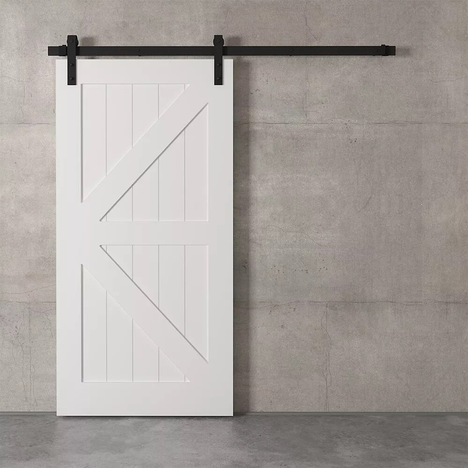 2 Panel White Solid Core Primed Barn Door (K-Style)