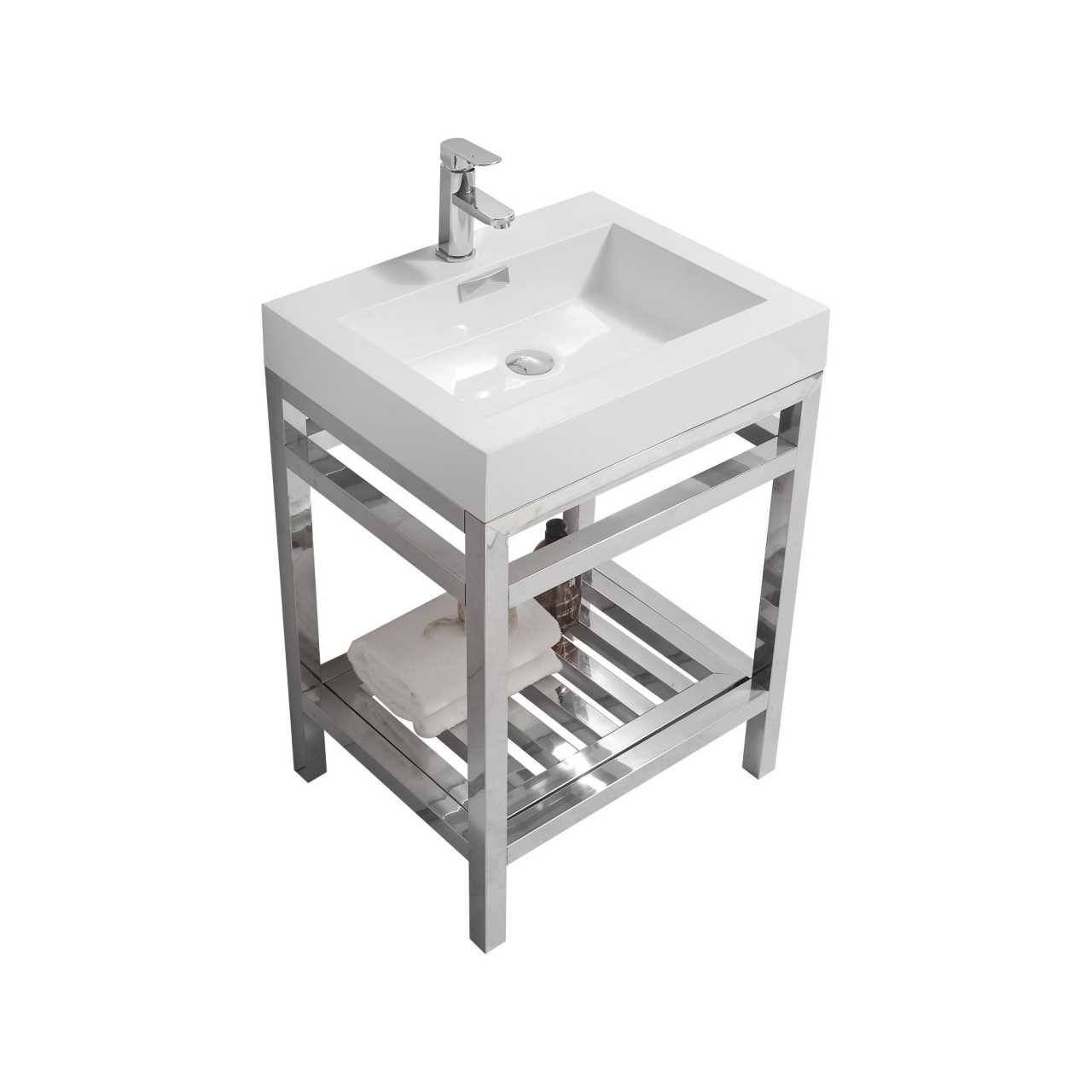 Cisco ā Stainless Steel Console W/ White Acrylic Sink