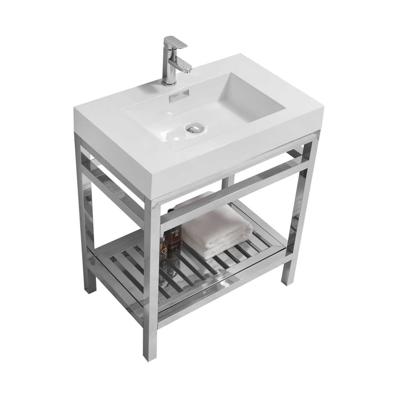 Cisco ā Stainless Steel Console W/ White Acrylic Sink