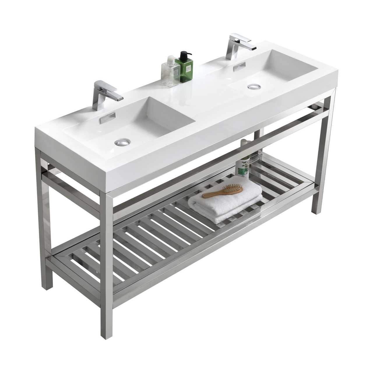 Cisco ā Stainless Steel Console W/ White Acrylic Sink
