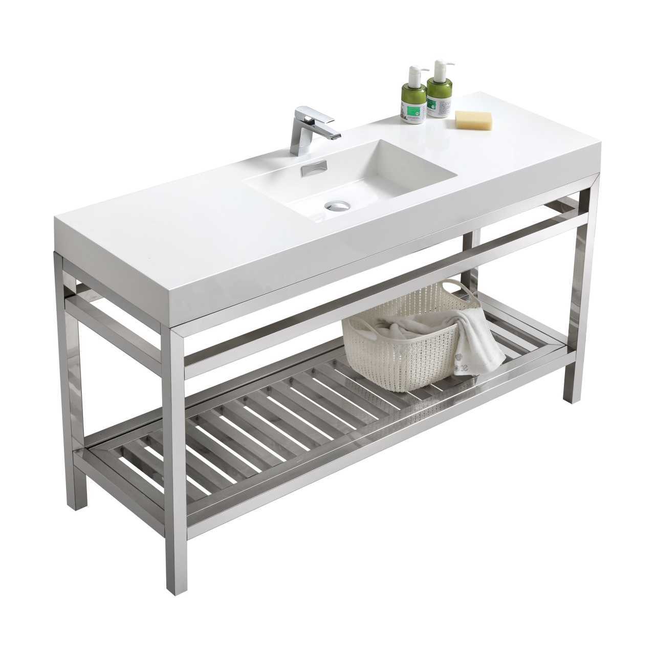 Cisco ā Stainless Steel Console W/ White Acrylic Sink