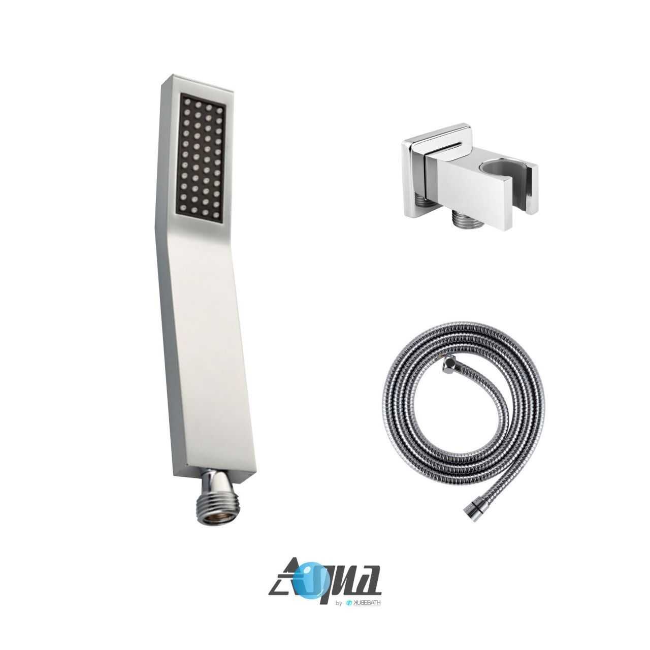 Aqua Piazza Brass Shower Set with 12ā³ Square Rain Shower, Handheld and Tub Filler