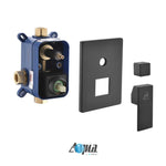 Aqua Piazza Matte Black Shower Set with 12″ Square Rain Shower and Tub Filler