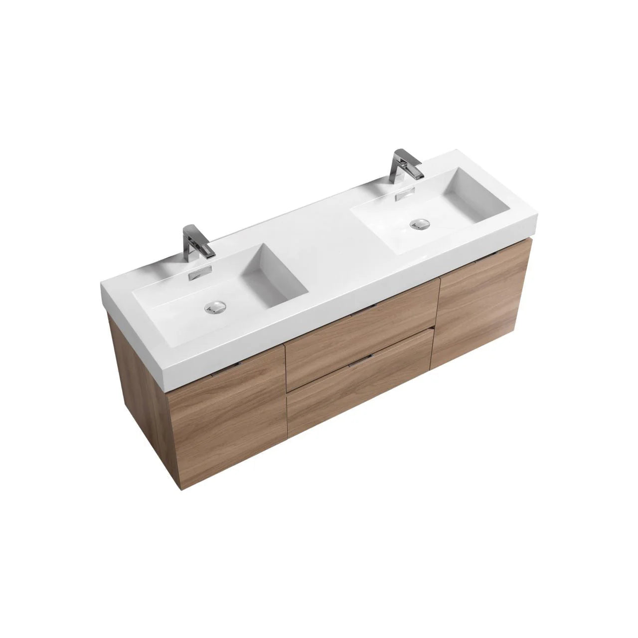 Bliss 60" Double Sink Wall Mount Modern Bathroom Vanity