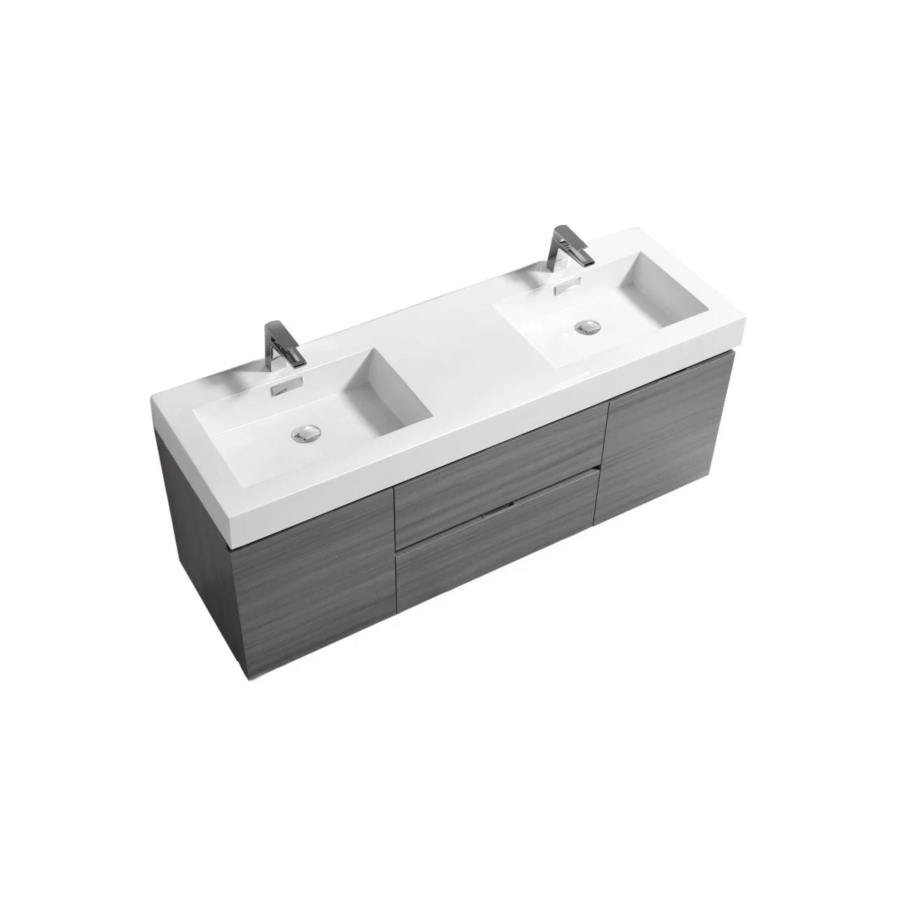Bliss 60" Double Sink Wall Mount Modern Bathroom Vanity