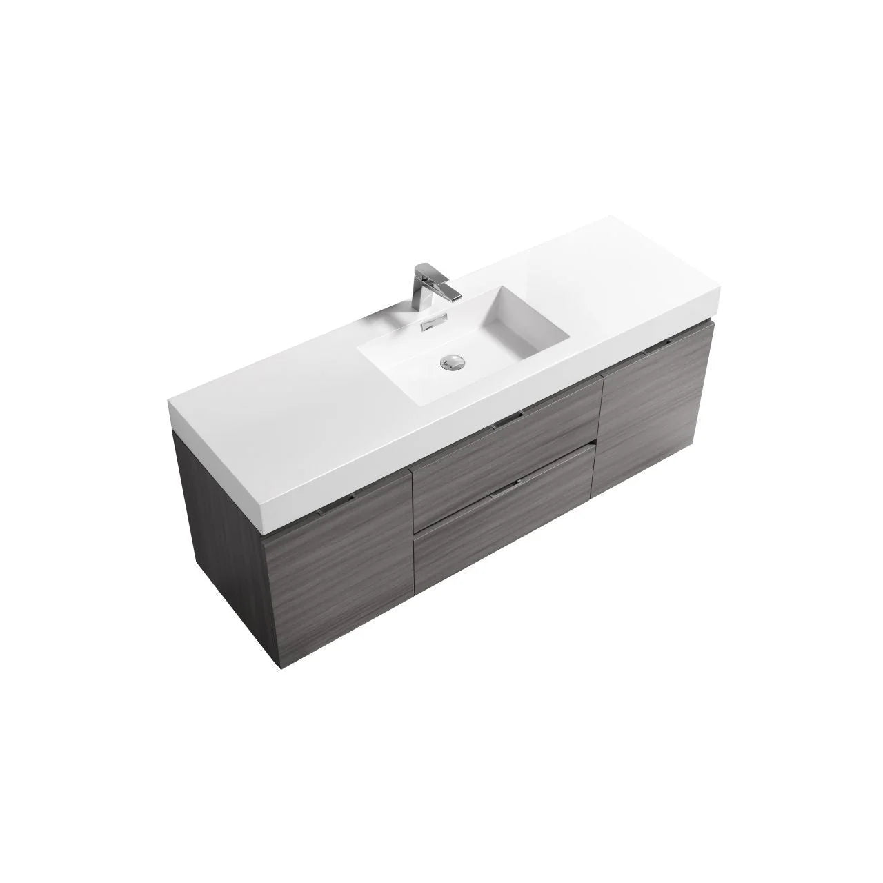 Bliss 60" Single Sink Wall Mount Modern Bathroom Vanity