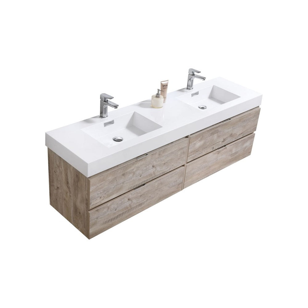 Bliss 72" Double Sink Wall Mount Modern Bathroom Vanity