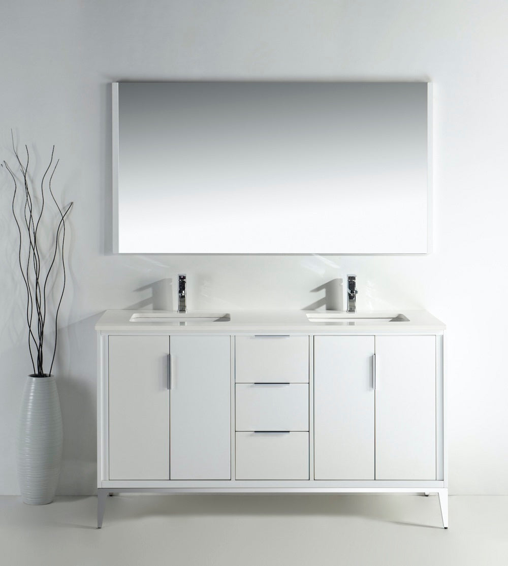 Divani 60" Double Sink Gloss Vanity with Quartz Countertop
