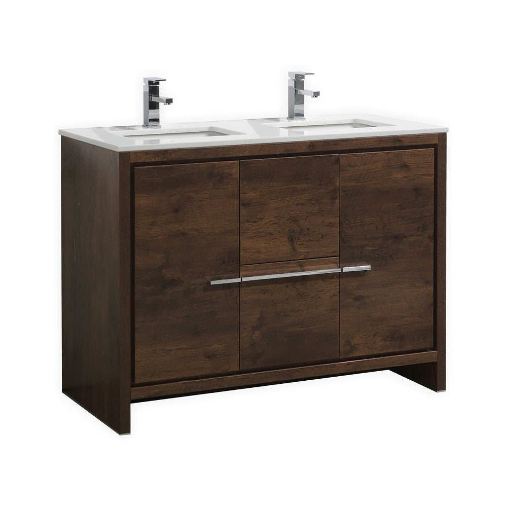 Dolce 48" Double Sink Modern Bathroom Vanity with Quartz Counter-Top
