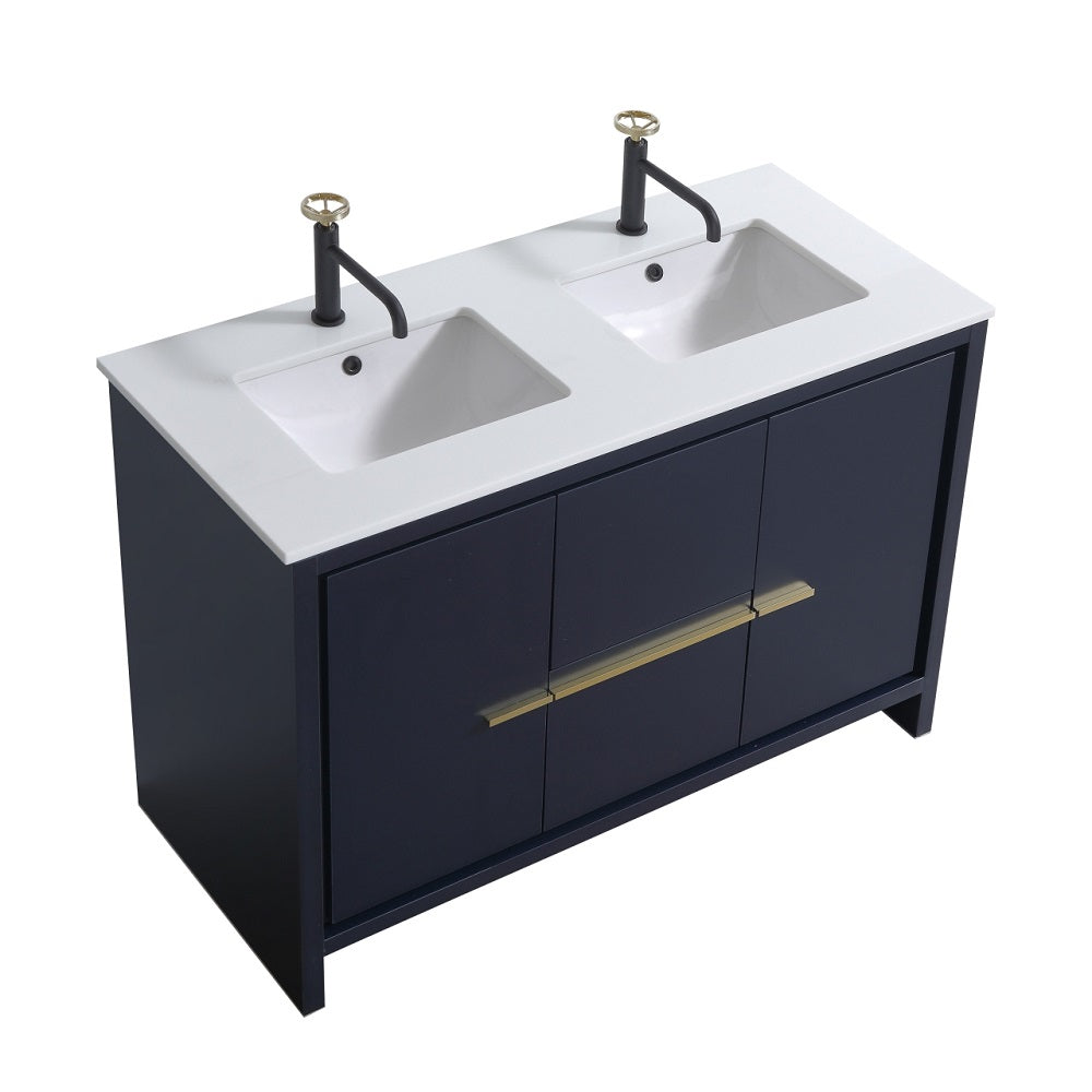 Dolce 48" Double Sink Modern Bathroom Vanity with Quartz Counter-Top
