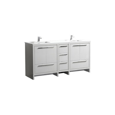 Dolce 72" Double Sink Modern Bathroom Vanity with Quartz Counter-Top