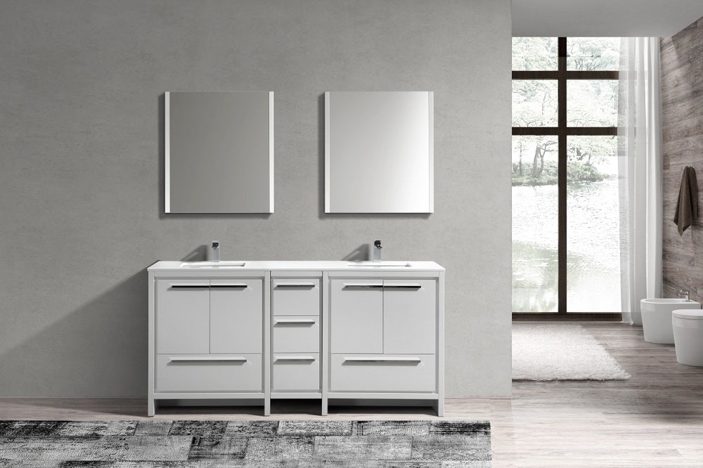 Dolce 72" Double Sink Modern Bathroom Vanity with Quartz Counter-Top