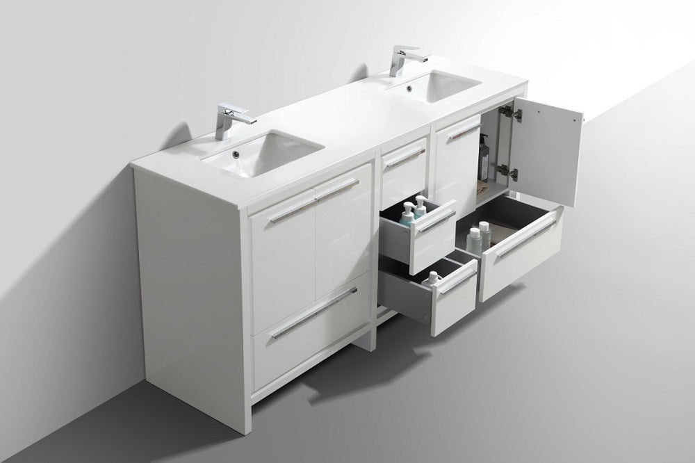 Dolce 72" Double Sink Modern Bathroom Vanity with Quartz Counter-Top