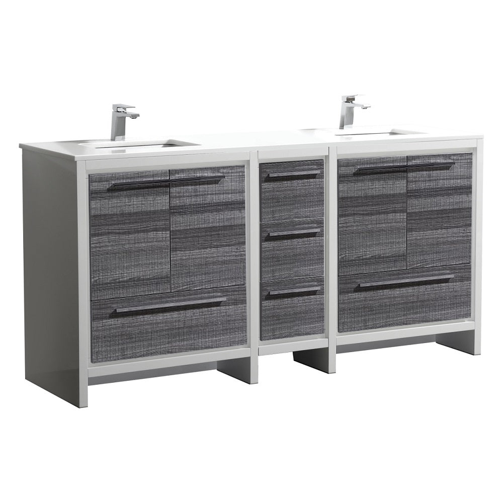 Dolce 72" Double Sink Modern Bathroom Vanity with Quartz Counter-Top