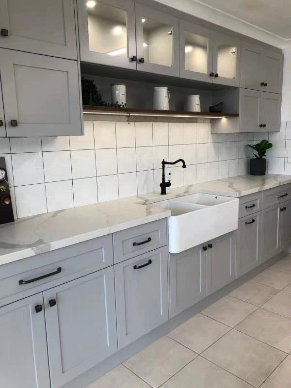 Emirald 33" x 18" Fire Clay Farmhouse Double Kitchen Sink