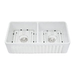 Emirald 33" x 18" Fire Clay Farmhouse Double Kitchen Sink