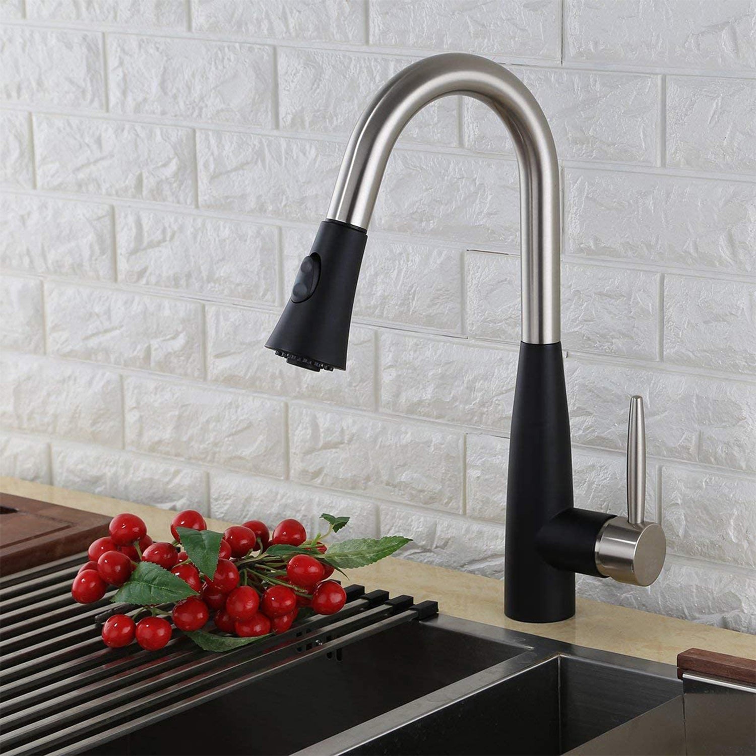Kodaen Mixed Tone Goose Neck Black & Silver Faucet