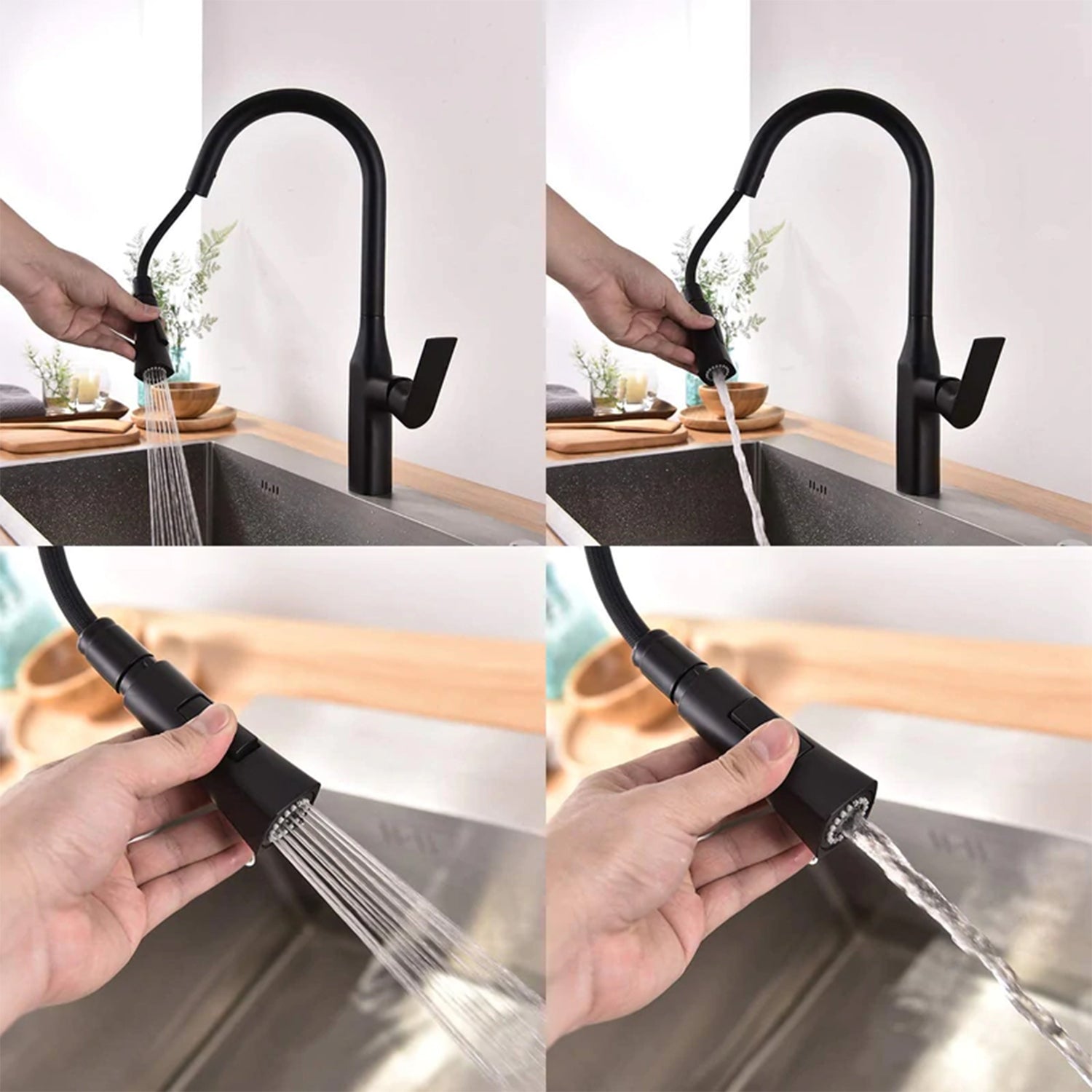 Kodaen Matt Black Pull Down Kitchen Faucet