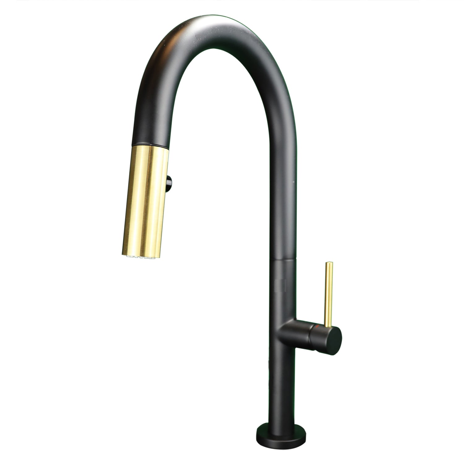 Kodaen Kitchen Faucet Goose Neck Black With Gold Face