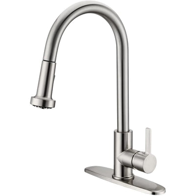 Kodaen Brushed Nickel Pull-Down Kitchen Faucet + Cover Plate