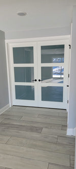 Frosted Glass 24-inch x 80-inch x 1-3/8-inch 3-Panel Interior Door Primed White With Tempered Glass
