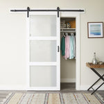 Frosted Glass 24-inch x 80-inch x 1-3/8-inch 3-Panel Interior Door Primed White With Tempered Glass