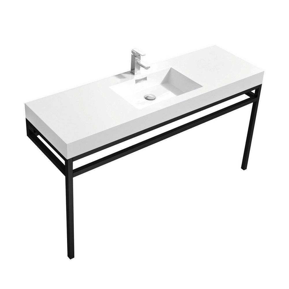 Haus 60" Single Sink Stainless Steel Console With White Acrylic Sink