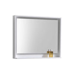 Bosco 36″ Framed Mirror With Shelve – Gloss White Finish