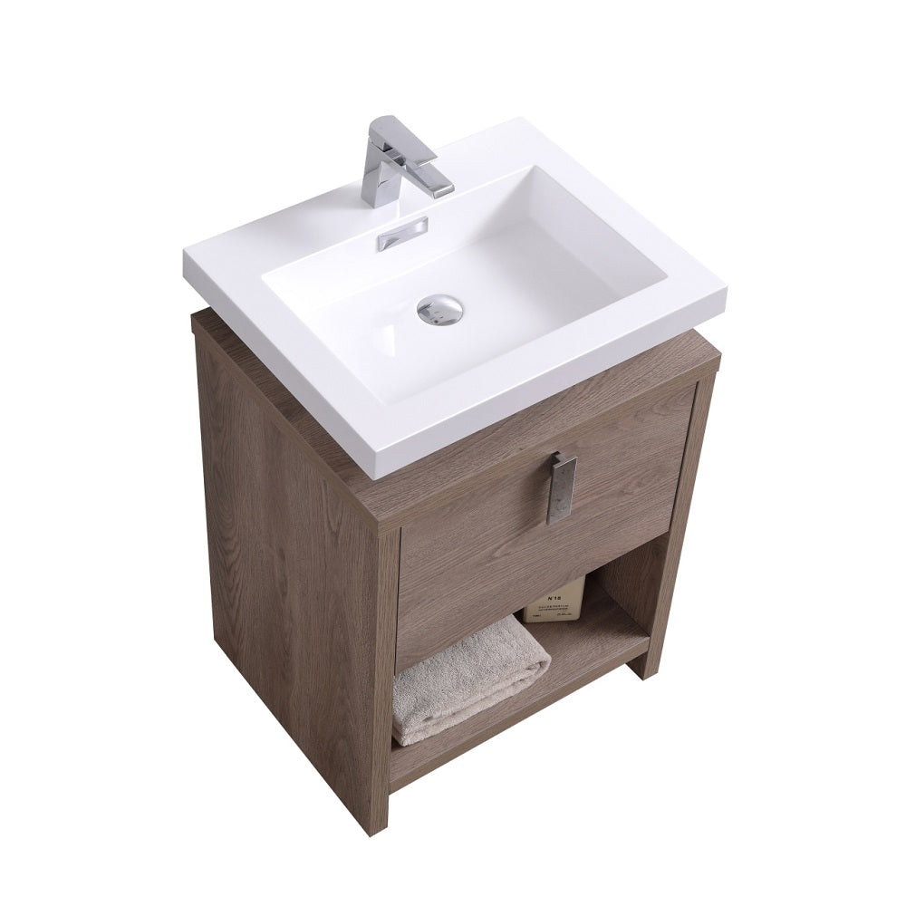 Levi 24" Modern Bathroom Vanity with Cubby Hole