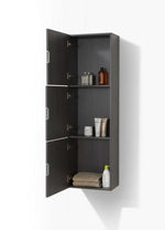 Bliss 18″ Wide by 59″ High Linen Side Cabinet With Three Doors in High Gloss Gray Oak Finish