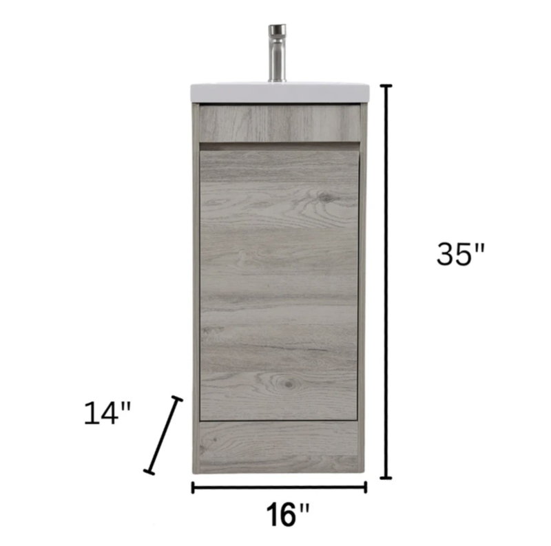 Tesoro 16" Powder Room Bathroom Vanity With Single Sink Top