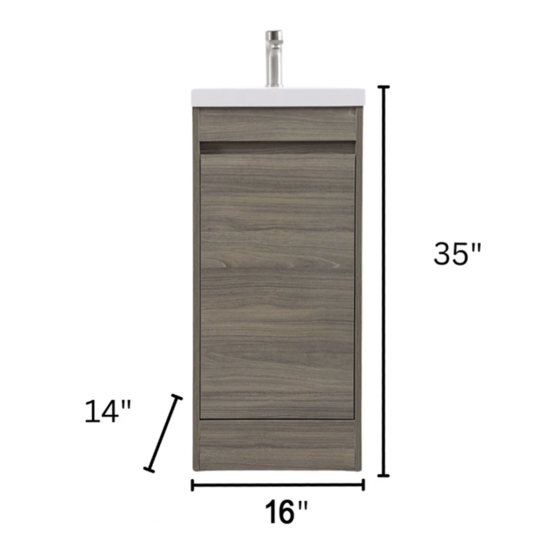 Tesoro 16" Powder Room Bathroom Vanity With Single Sink Top