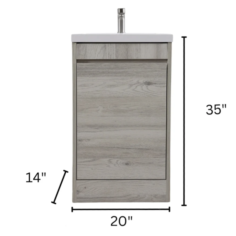 Tesoro 20" Powder Room Bathroom Vanity With Single Sink Top