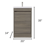 Tesoro 20" Powder Room Bathroom Vanity With Single Sink Top