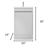 Tesoro 20" Powder Room Bathroom Vanity With Single Sink Top