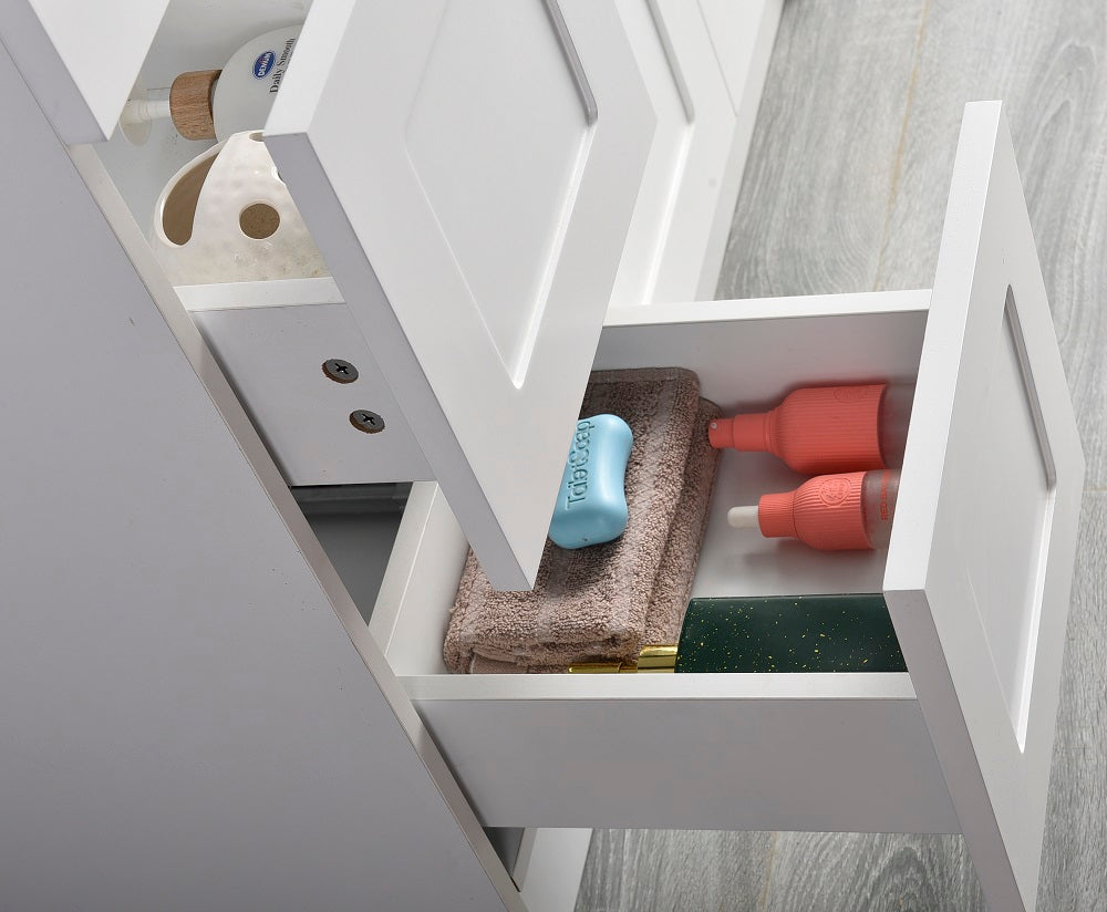 Rossi 24ā³ Slim Shaker Bathroom Vanity With Quartz Countertop (MDF)