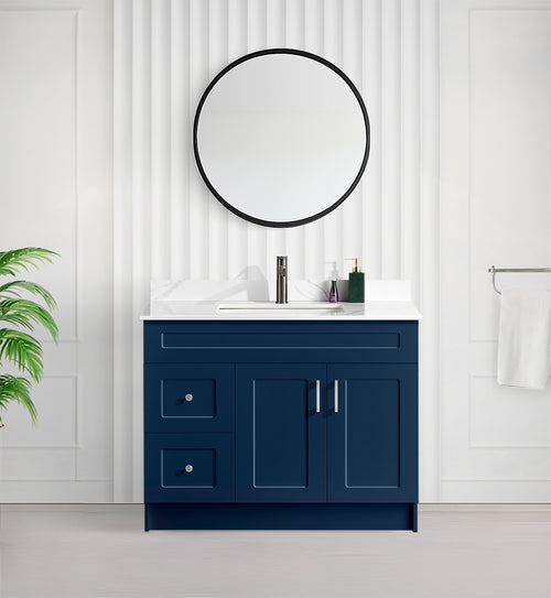 Tesoro 42" Shaker Bathroom Vanity With Quartz Countertop (MDF) — bathroom vanity for Mississauga homes