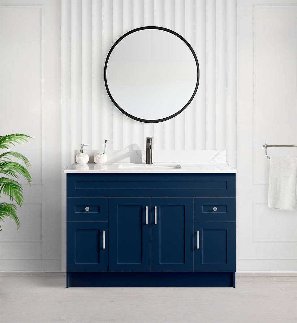 Tesoro 48" Shaker Bathroom Vanity With Quartz Countertop (MDF) — MDF Tesoro vanity front