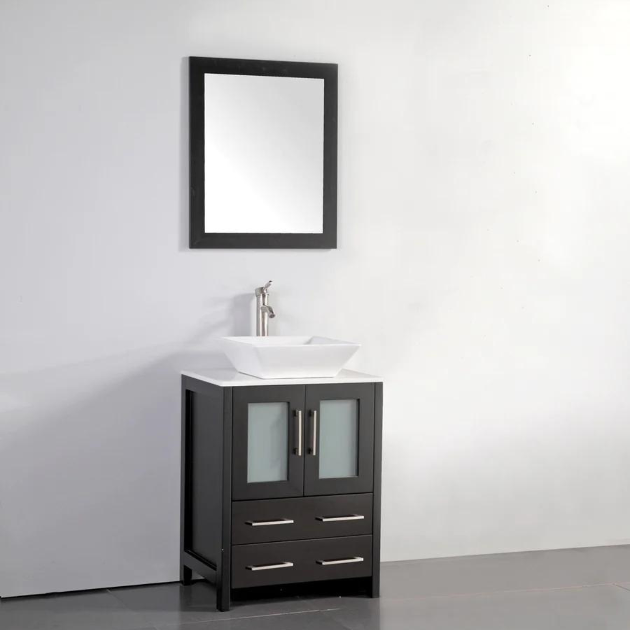 Bristol 24" Single Vessel Sink Bathroom Vanity Set with Sink and Mirror