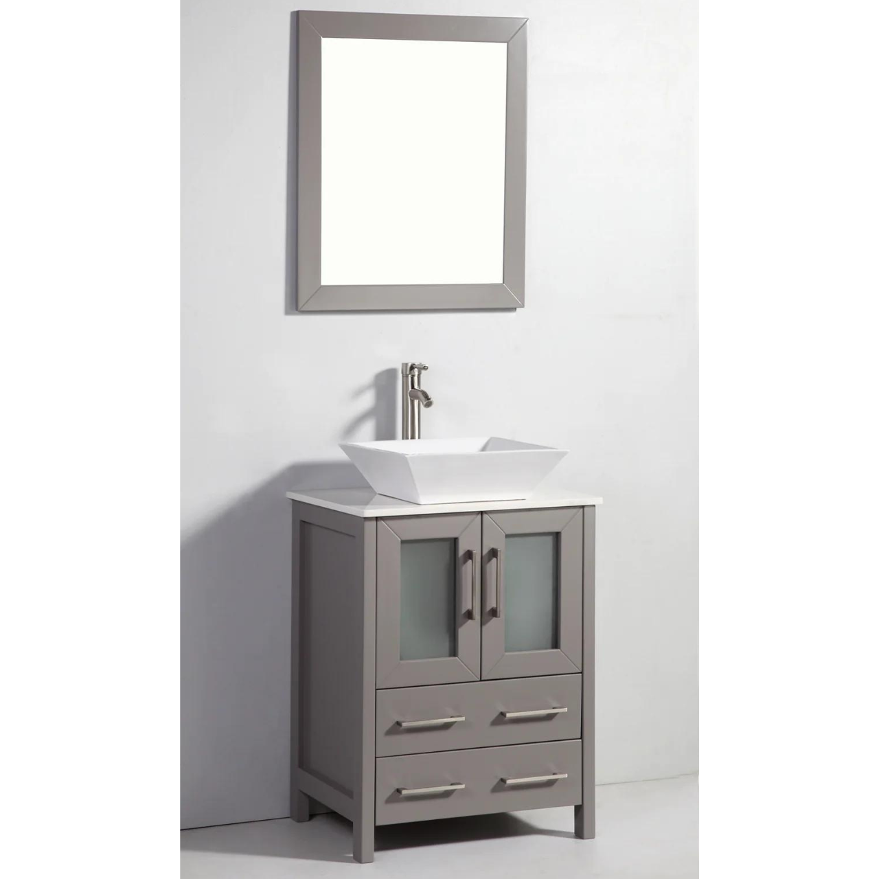 Bristol 24" Single Vessel Sink Bathroom Vanity Set with Sink and Mirror