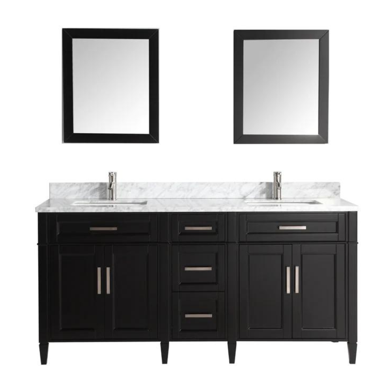 Vanity Art - Hudson 72" Double Sink Bathroom Vanity Set with Sink and Mirrors (Carrara Marble Top)