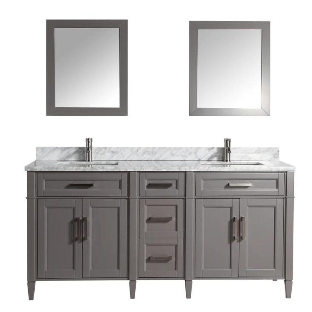 Vanity Art - Hudson 72" Double Sink Bathroom Vanity Set with Sink and Mirrors (Carrara Marble Top)