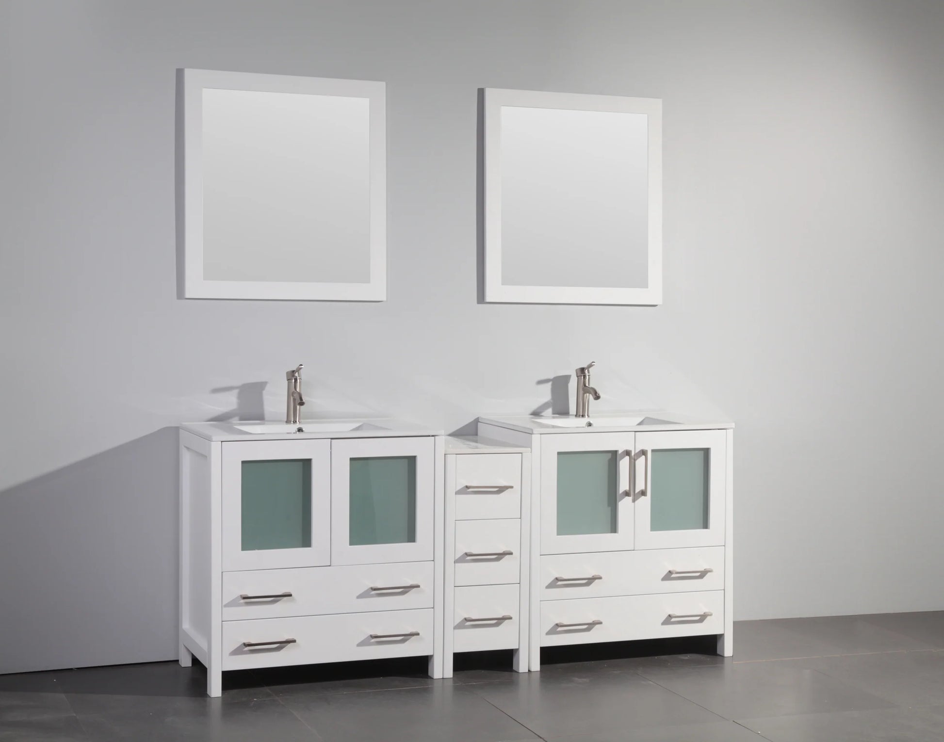 Vanity Art - Westmount 72" Double Sink Bathroom Vanity Set with Sink and Mirrors - 1 Side Cabinet