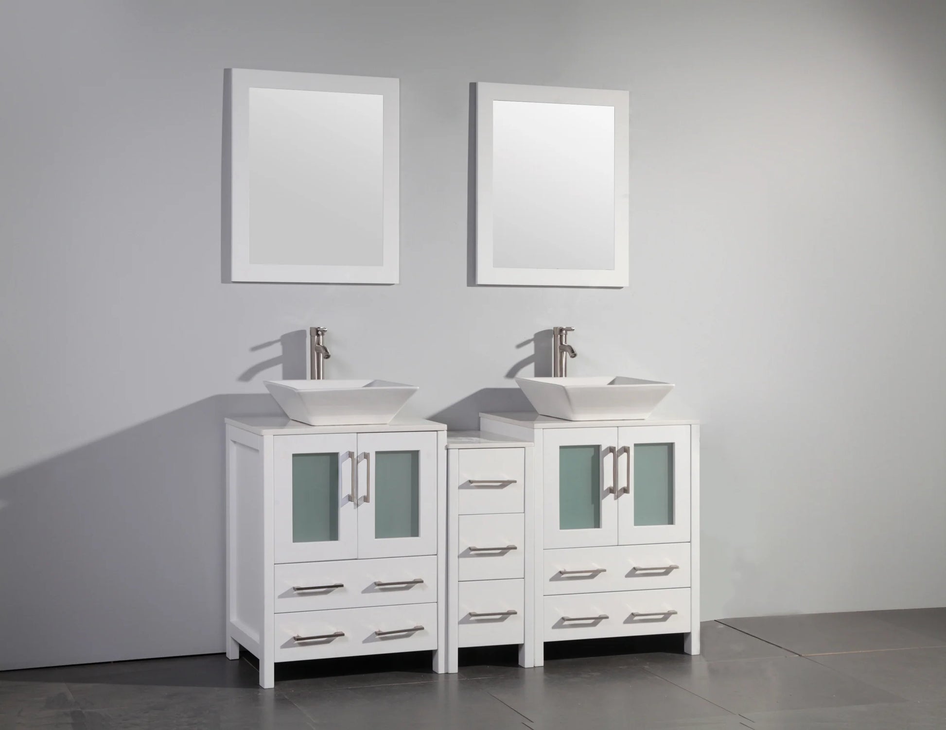 Vanity Art - Bristol 60" Double Vessel Sink Bathroom Vanity Set with Sink and Mirror