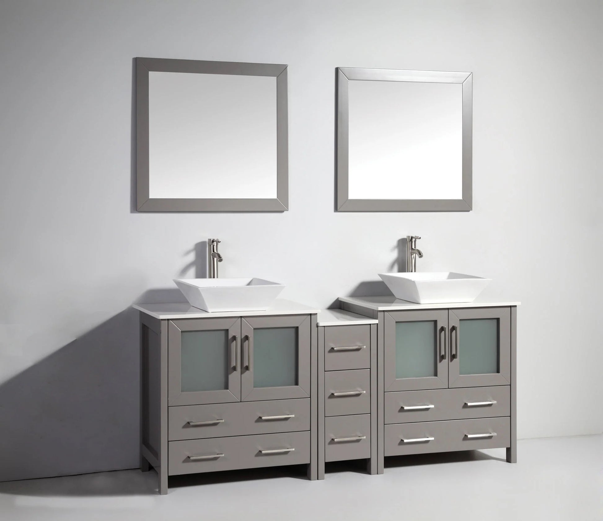 Vanity Art - Westmount 72" Double Sink Bathroom Vanity Set with Sink and Mirrors - 1 Side Cabinet