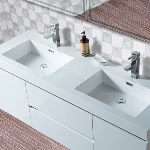 Vanity Art - Juliet 60" LED Lighted Wall-Mount Double Sink Bathroom Vanity