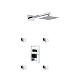 Aqua Piazza Brass Shower Set with 8″ Square Rain Shower and 4 Body Jets